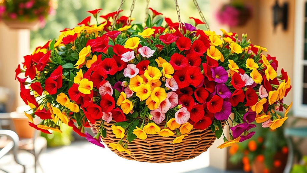 vibrant hanging basket blooms