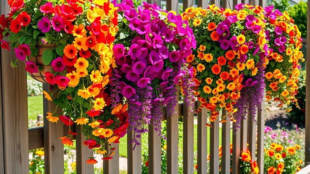 vibrant hanging flower baskets
