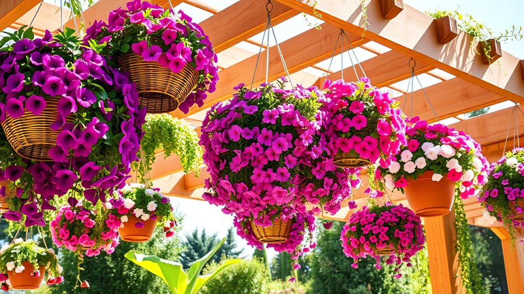vibrant hanging planters installation