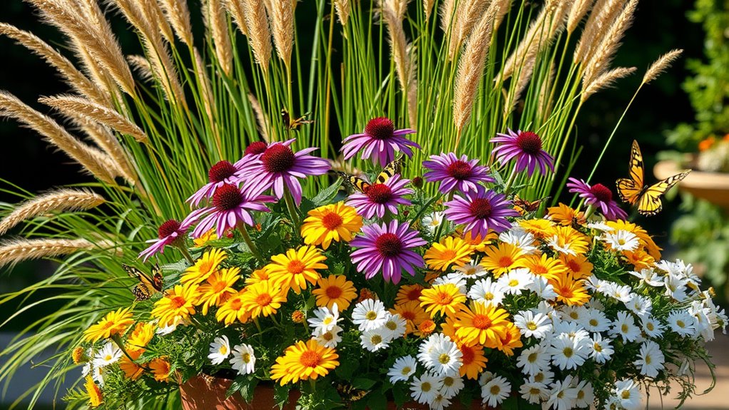 vibrant layered outdoor arrangements