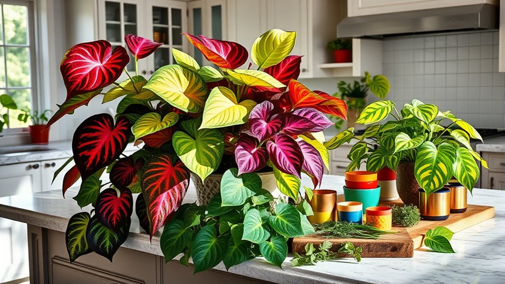 vibrant leaves brighten kitchens