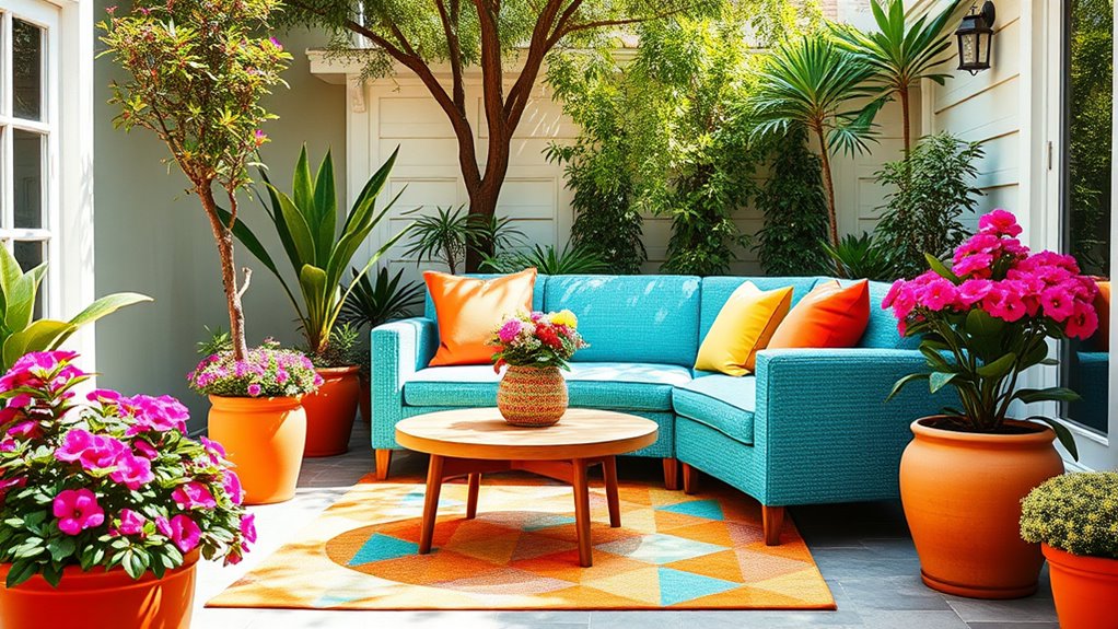 vibrant outdoor courtyard colors