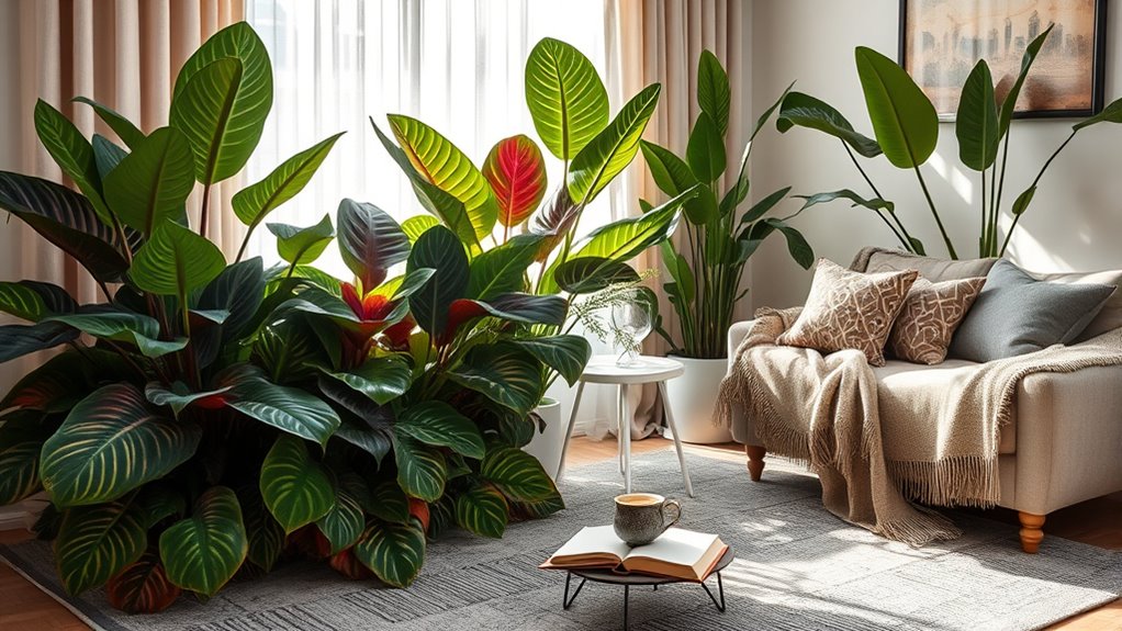 vibrant patterned foliage indoors
