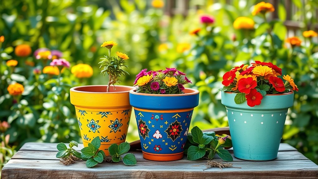 vibrant personalized terracotta pots