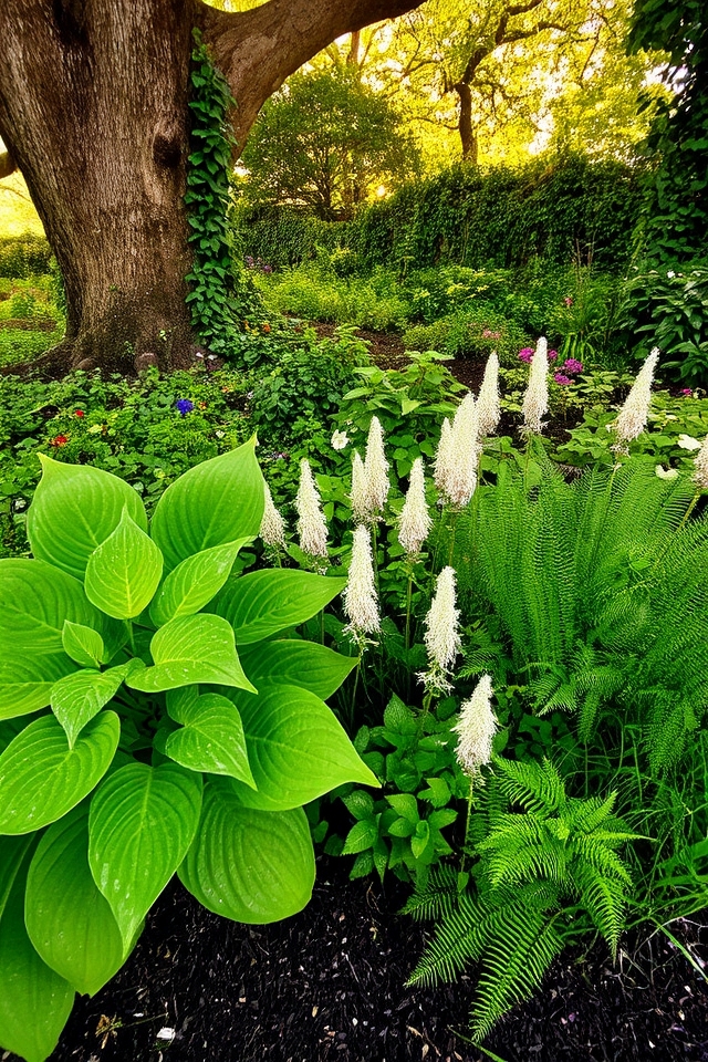 vibrant plants in shade