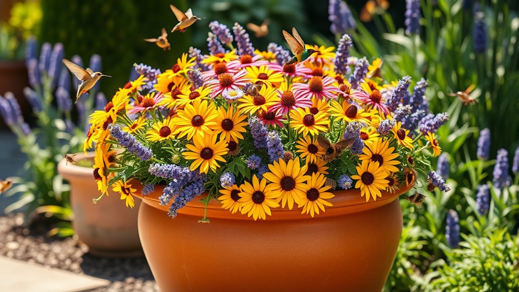 vibrant pollinator friendly garden pots