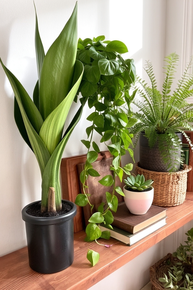 vibrant shelf plant arrangement