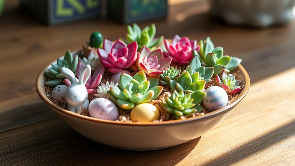 vibrant succulent easter centerpiece
