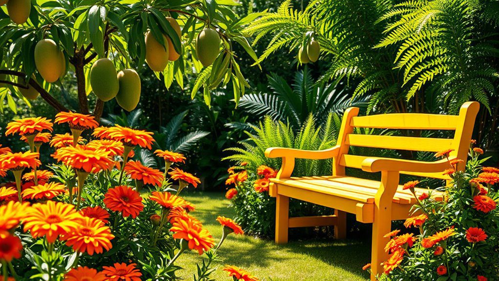 vibrant tropical garden colors