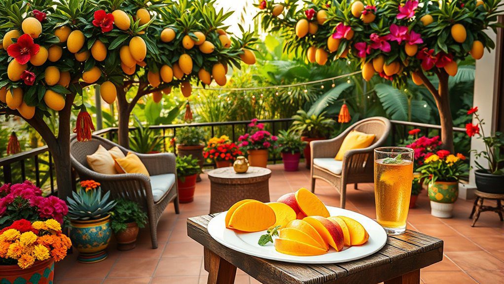 vibrant tropical terrace garden