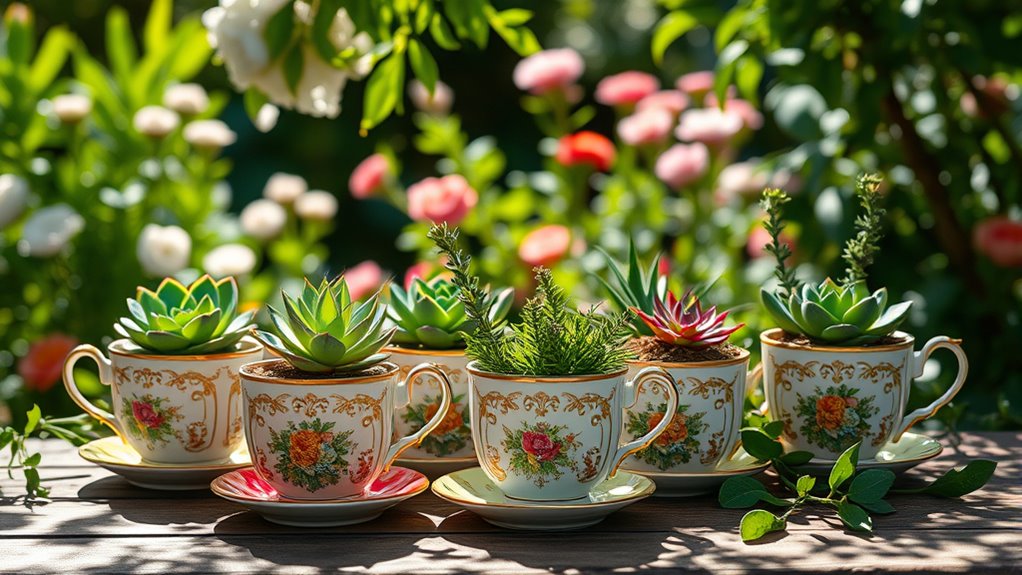 vintage cups as planters