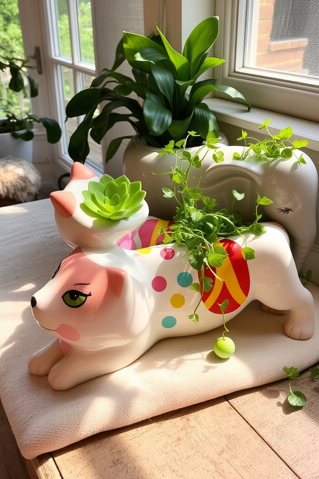 whimsical ceramic animal planters