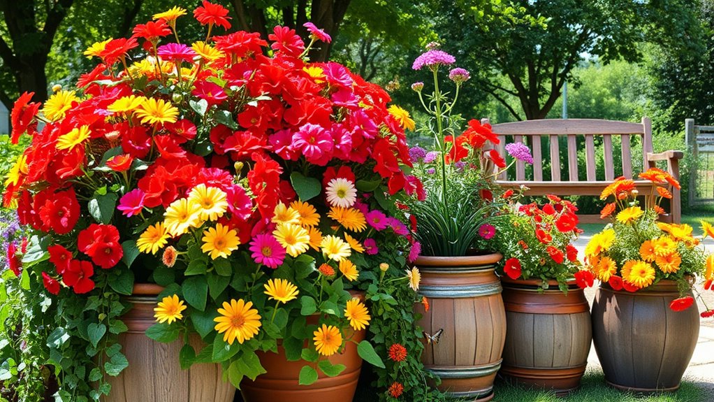 whimsical colorful cottage garden