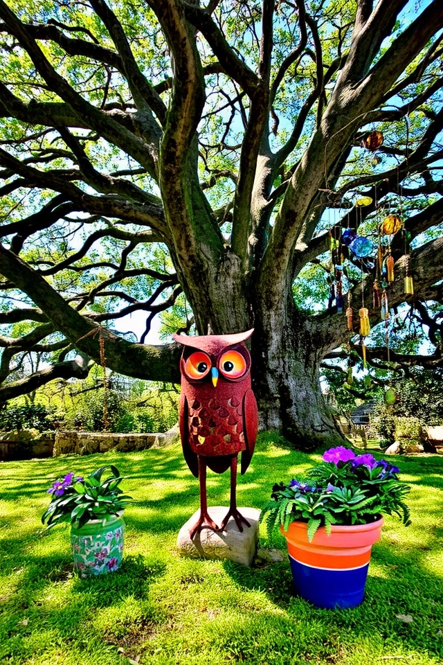 whimsical shaded garden art