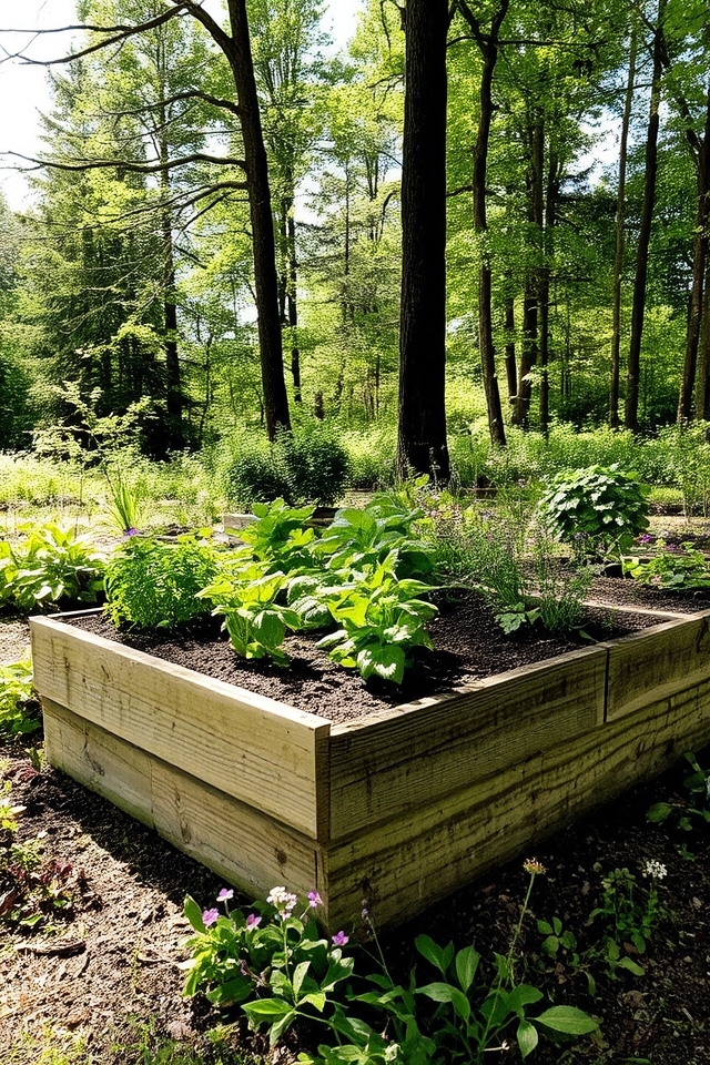 wooden raised garden bed
