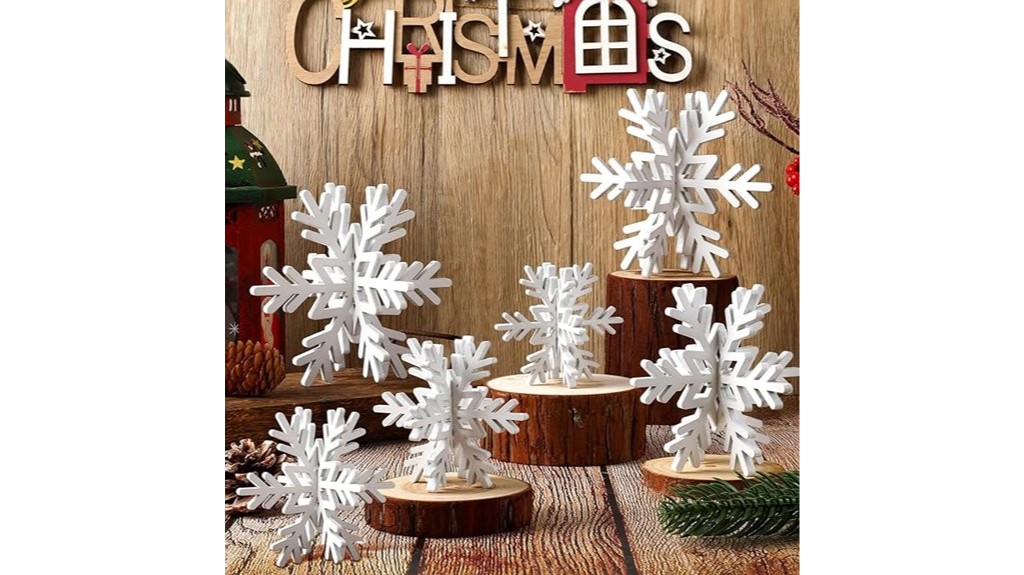 wooden snowflake table decor