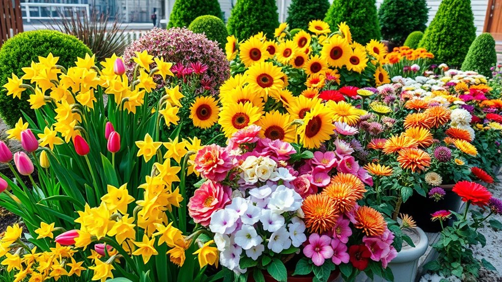 year round colorful garden blooms