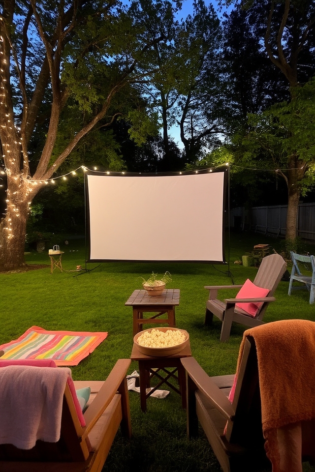 backyard movie night setup