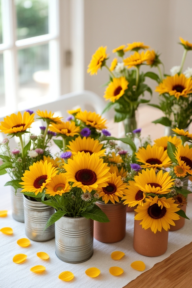 charming miniature sunflower arrangements