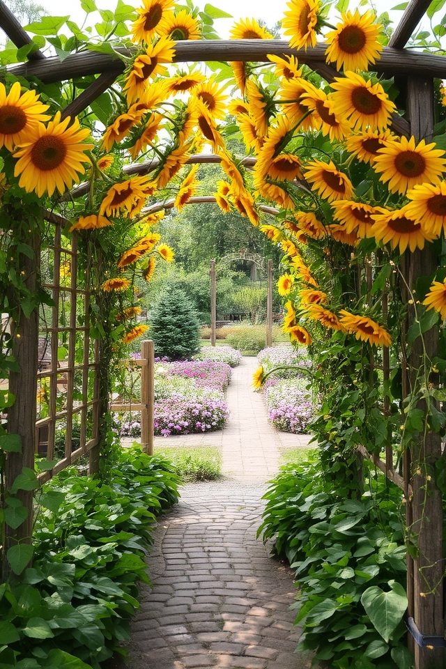cheerful sunflower garden entrance