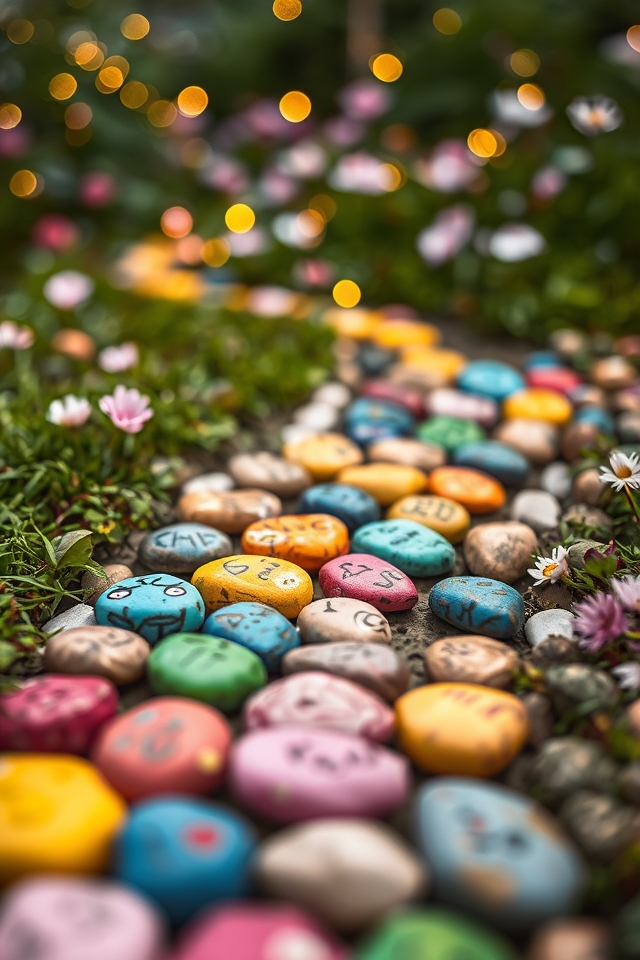 colorful pebble pathway creation