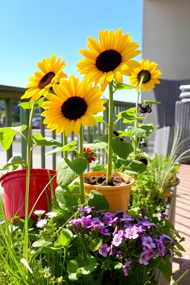 miniature vibrant sunflower garden