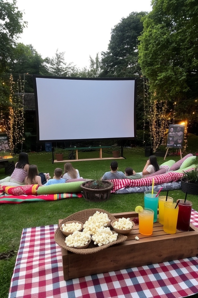 outdoor movie experience setup