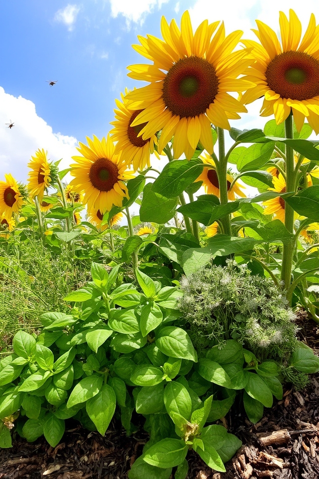 sunflowers enhance herb growth