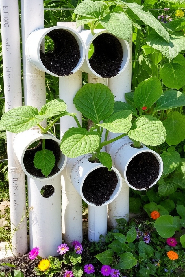 vertical pvc zucchini gardening