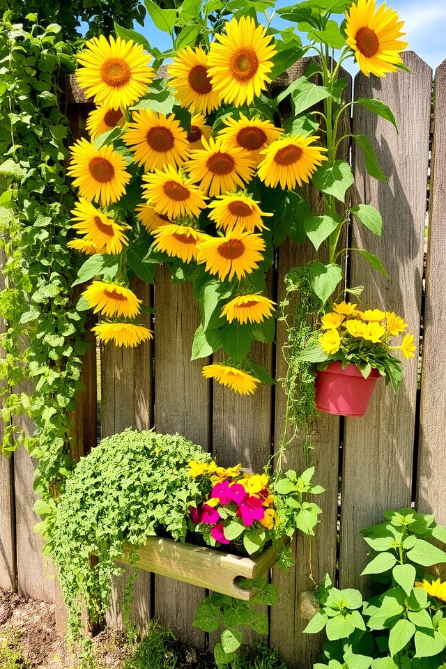 vertical sunflower garden display