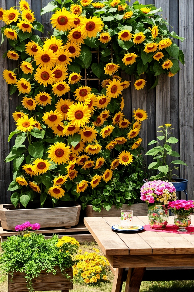 vertical sunflower garden displays