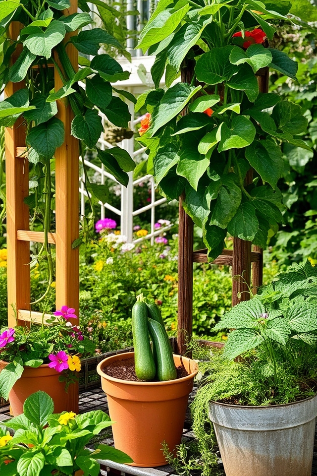 vertical zucchini gardening benefits