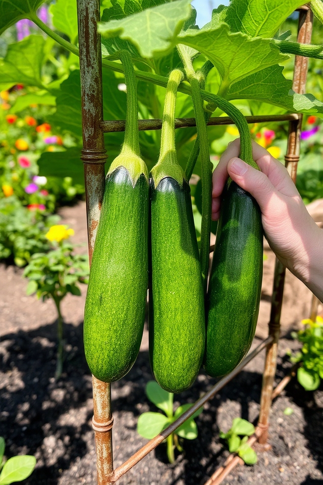vertical zucchini gardening support