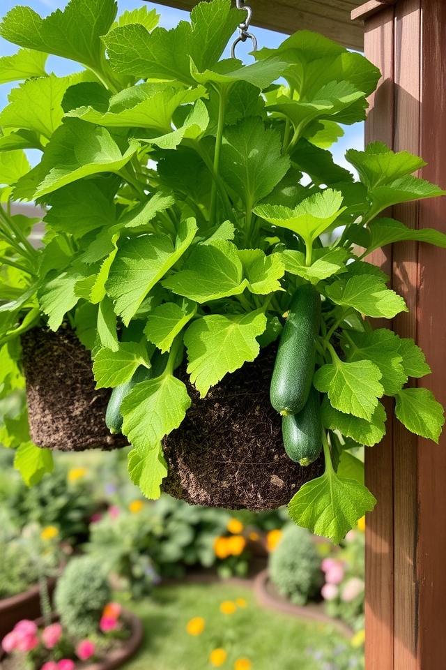 vertical zucchini in baskets