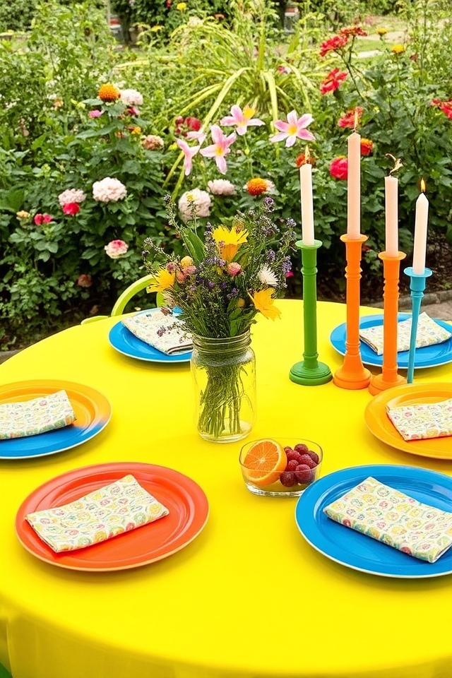 vibrant and colorful table settings