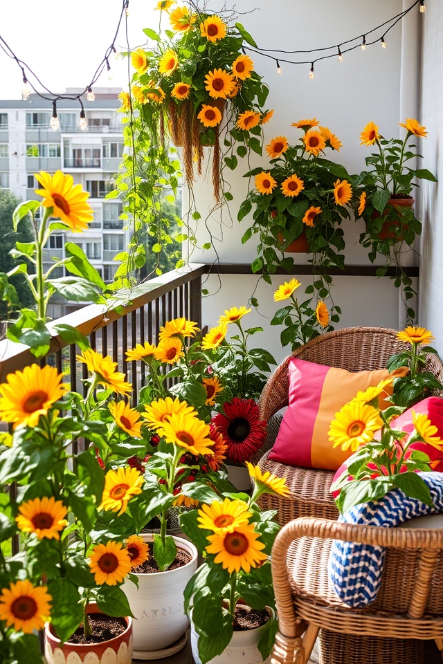 vibrant balcony sunflower retreat
