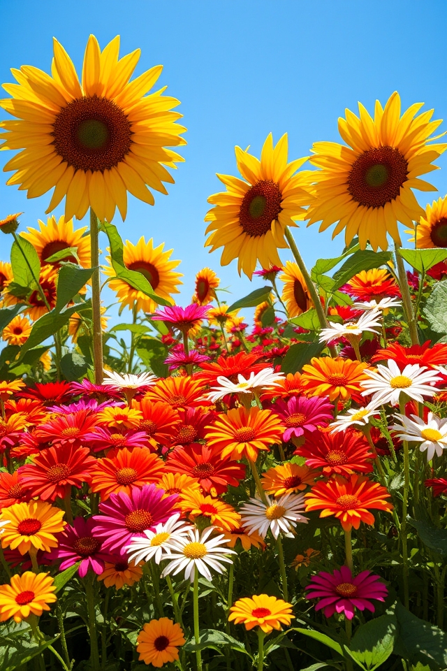 vibrant mixed flower beds