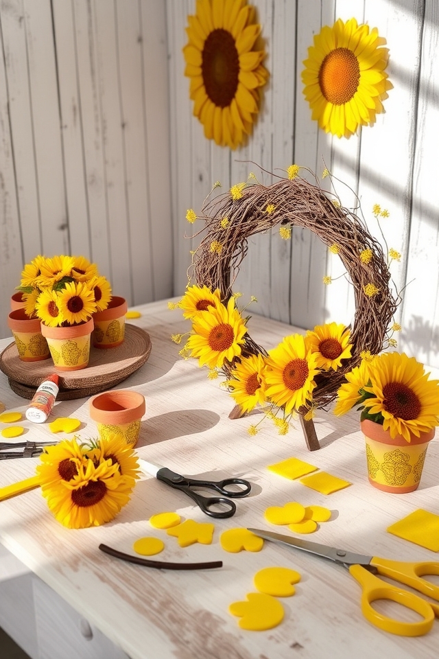 vibrant sunflower crafts and decor