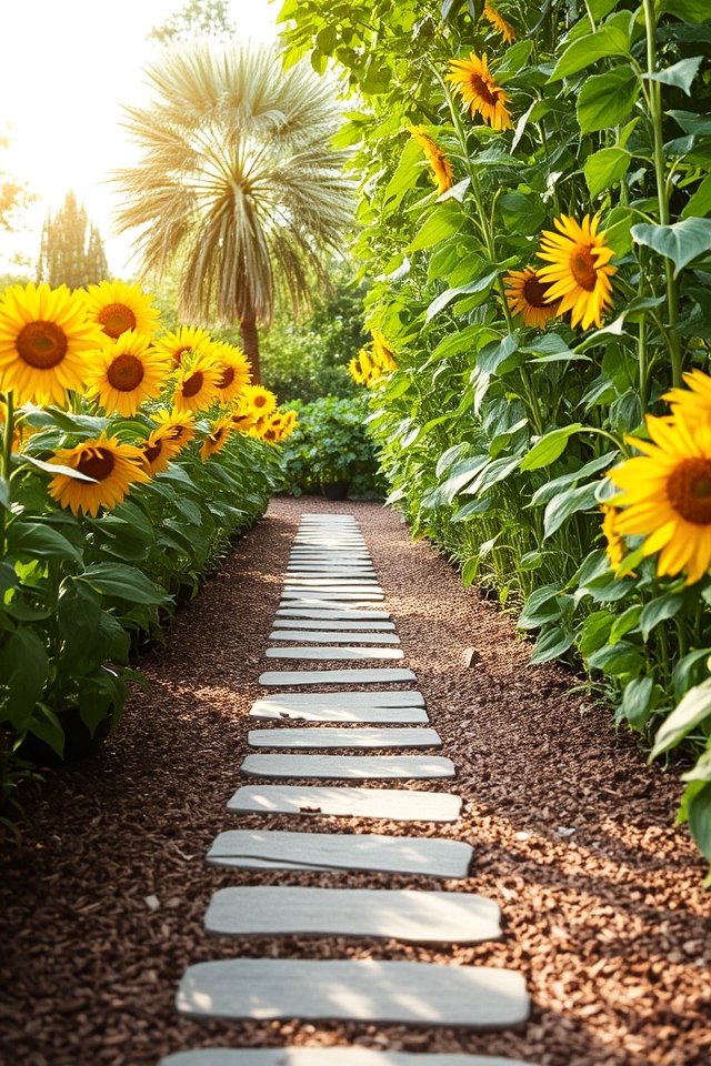 vibrant sunflower pathway accents