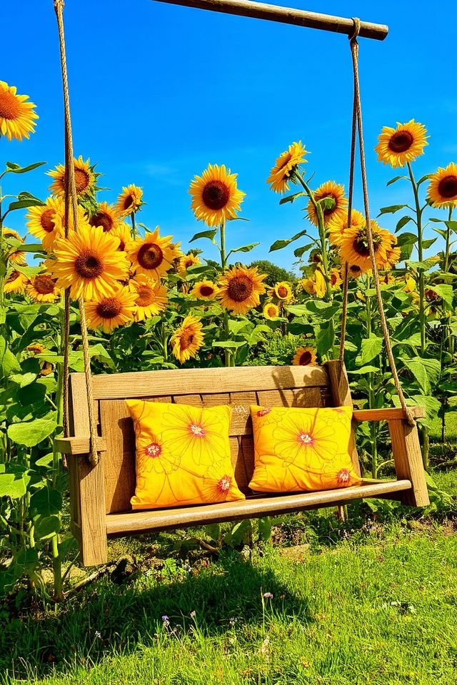 whimsical sunflower garden swing