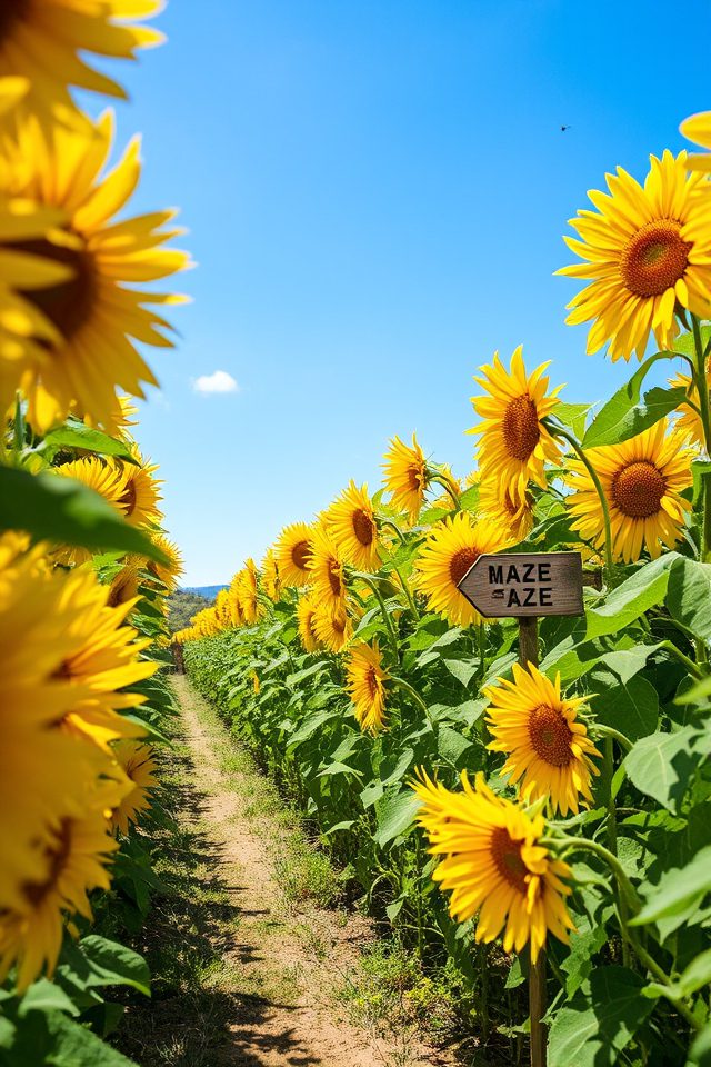 whimsical sunflower labyrinth adventure