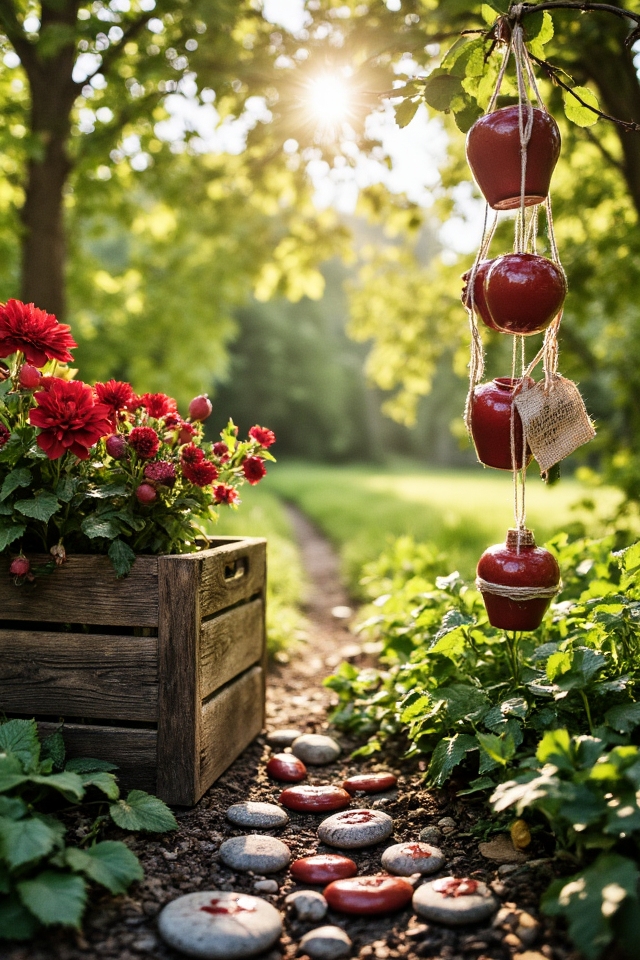 apple themed garden decorations