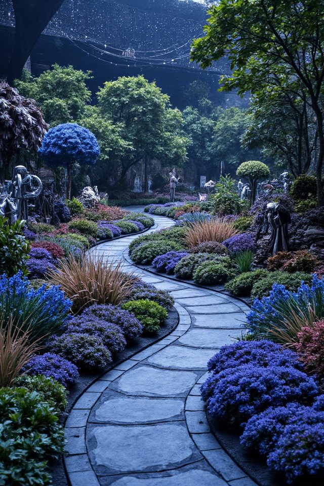 asymmetrical themed garden layout