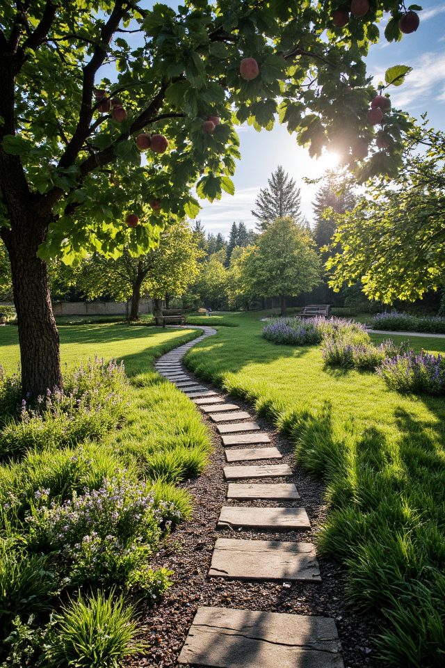 charming apple tree pathway