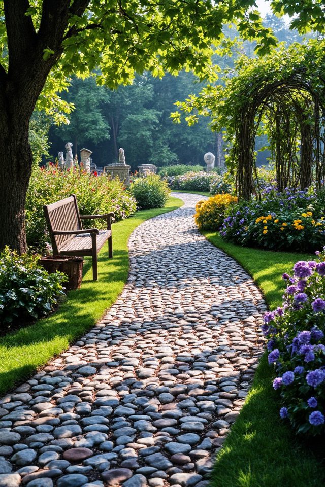charming pebble garden pathways