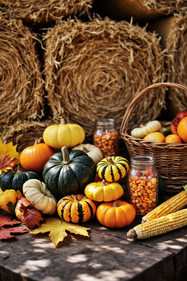 colorful autumn harvest displays