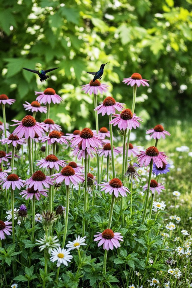 coneflowers attract hummingbirds beautifully