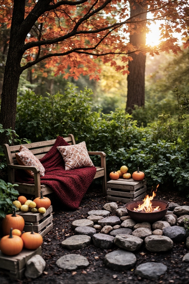 cozy autumn garden nook