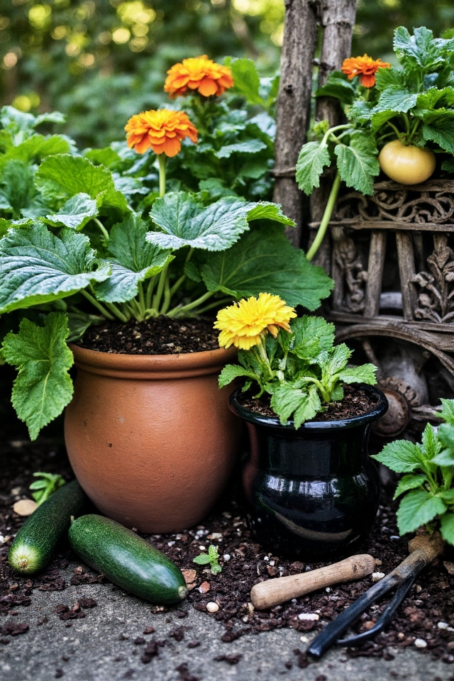 creative squash container gardening