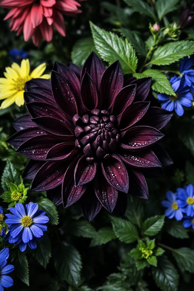 dramatic black dahlia centerpiece